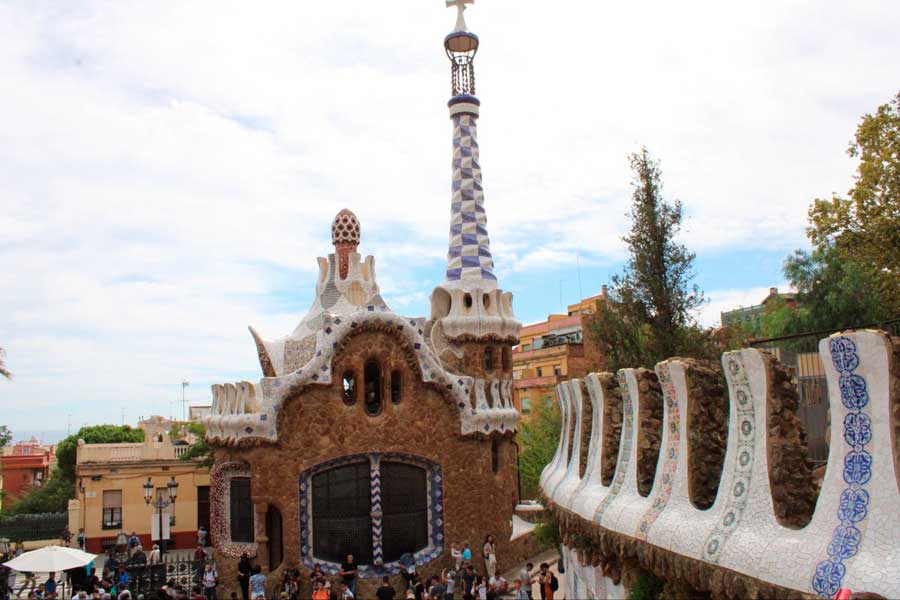 View of people visiting the Park Güell