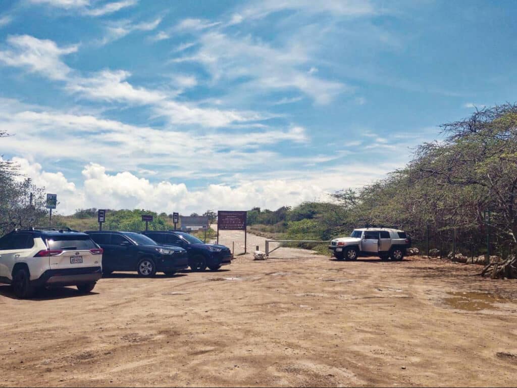 View of the parked cars at Cabo Rojo's wildlife refuge