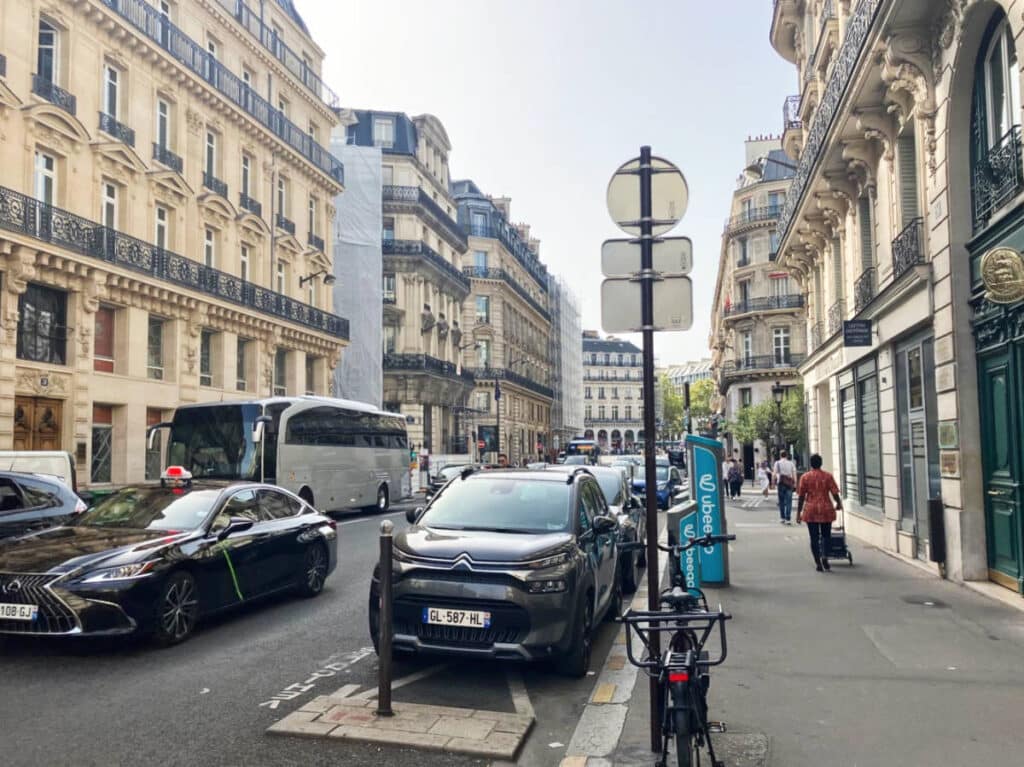Cars parked on a street in Paris