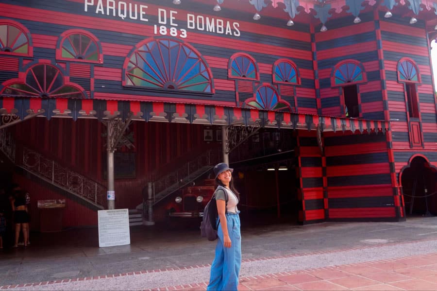The author in front of the Parque de Bombas in Ponce, Puerto Rico