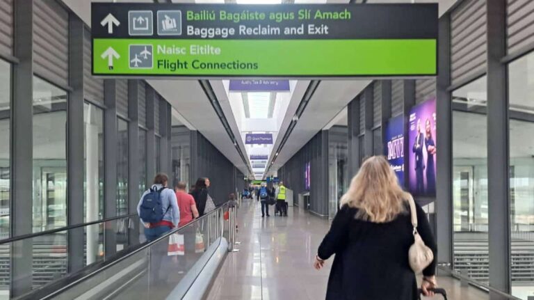 View of passengers at the Terminal 2 of Dublin International Airport