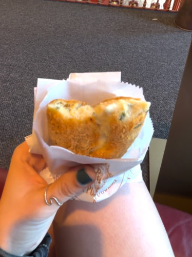 Holding the Pastel de bacalhau