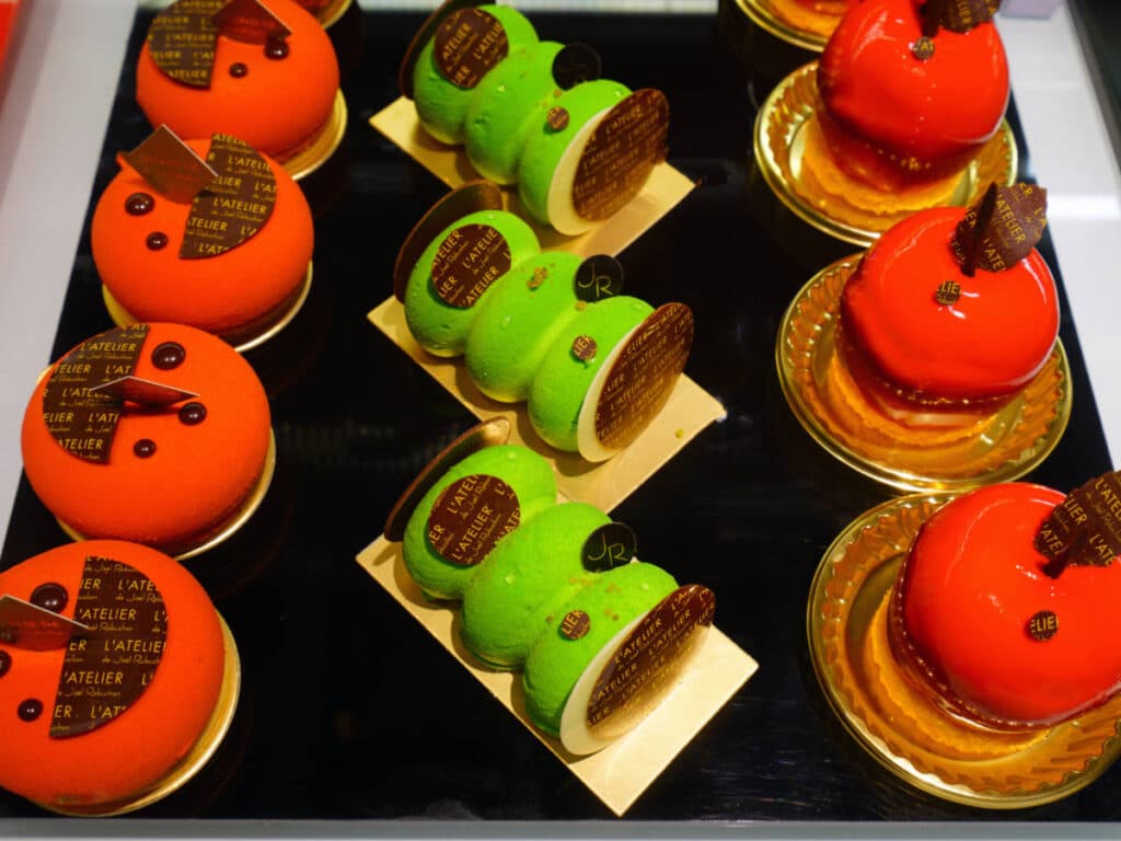 Colorful pastries served in L’Atelier de Joël Robuchon