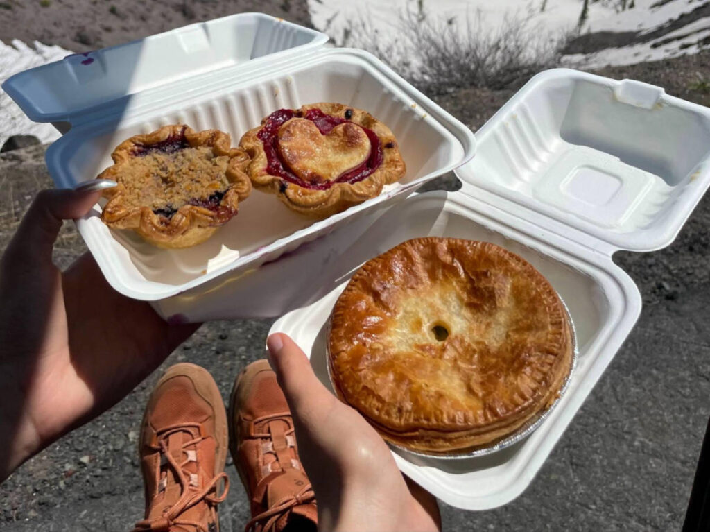Variety of pastries on a to-go boxes from The Pie Spot