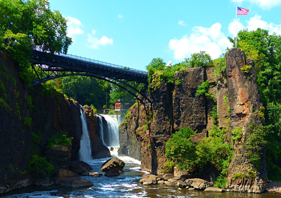 View of the Paterson Falls from afar in New Jersey