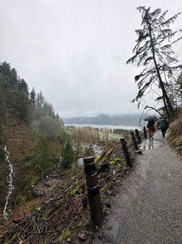 Aerial view at the top of Multnomah Falls