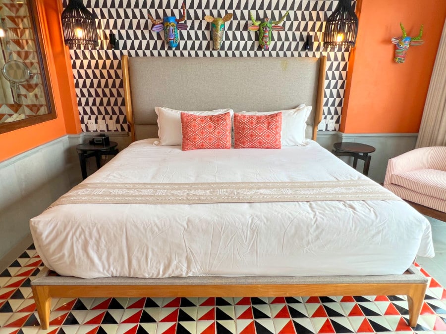 View of a bed in Patio Azul in Puerto Vallarta