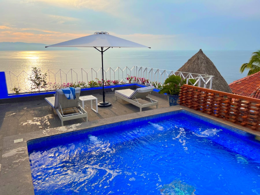 View of the outdoor pool in Patio Azul