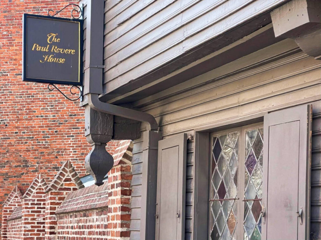 View of the signage outside the Paul Revere House