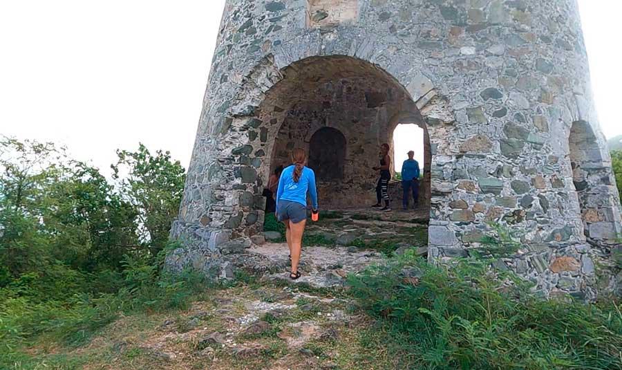 The author's wife entering the Peace Hill Windmill Ruins