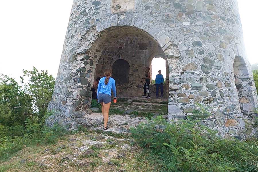 The author's wife entering the Peace Hill Windmill