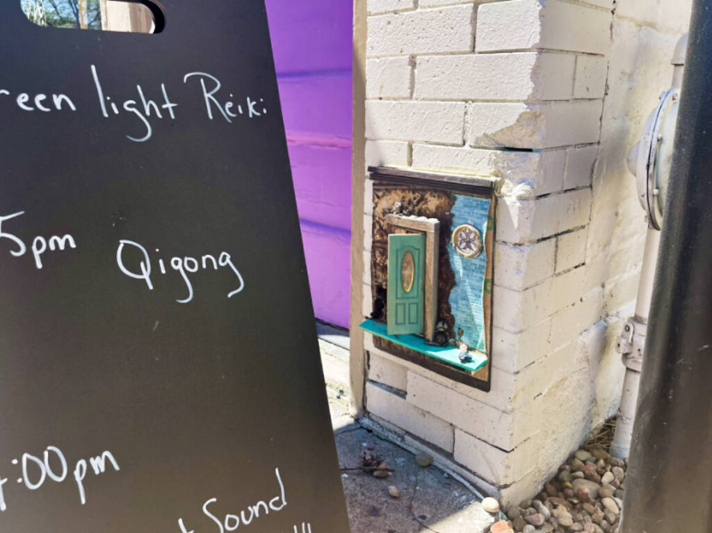 A fairy door outside a restaurant in South Pearl Street