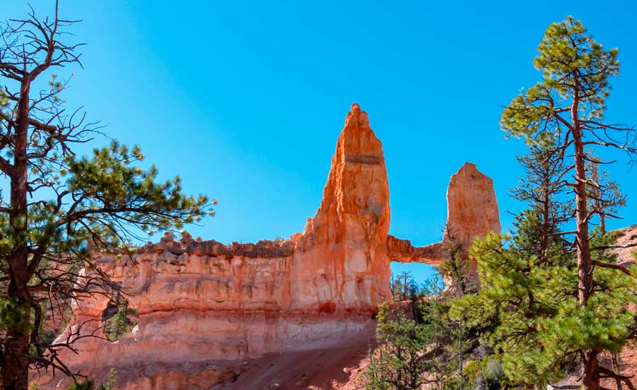 Clear blue sky over the Peek-A-Boo Loop Trail