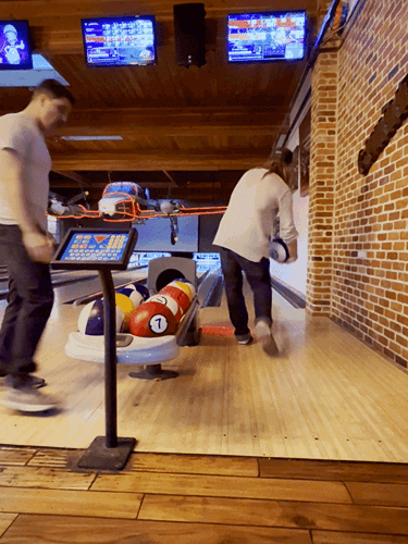 View of the people playing bowling in Hangar 101 Bar & Grill