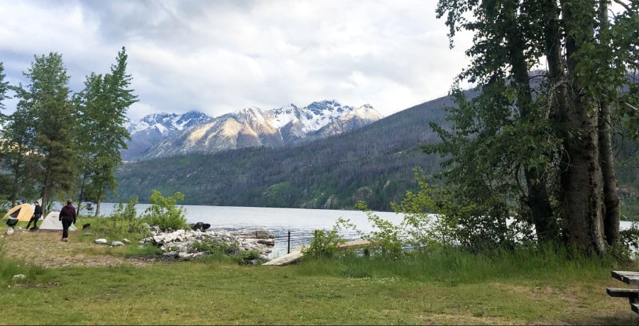 View of people camping along Lake Chelan