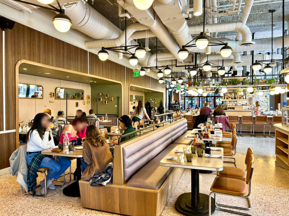 View of the interior and the people dining inside The Original