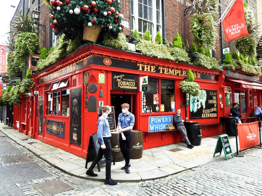 View of the people outside the Temple Bar
