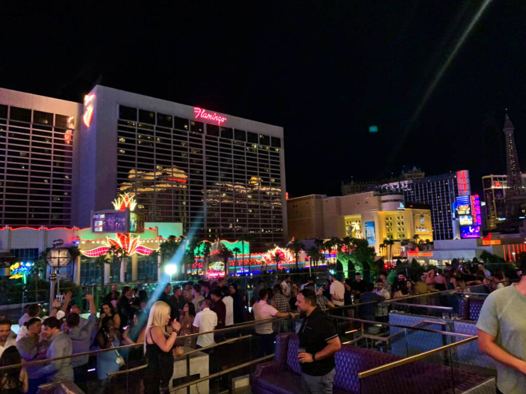People partying in Las Vegas at night