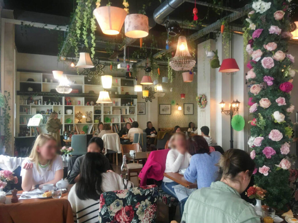 View of people inside T’Cup during brunch time