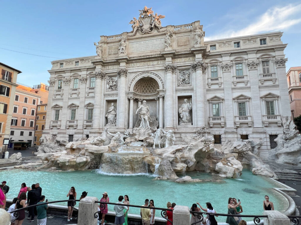 View of people at the Trevi Fountain
