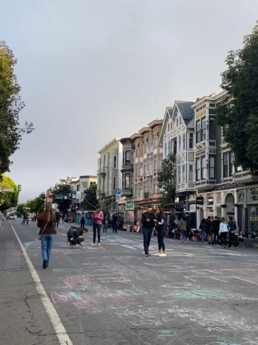 People walking at the Valencia Street