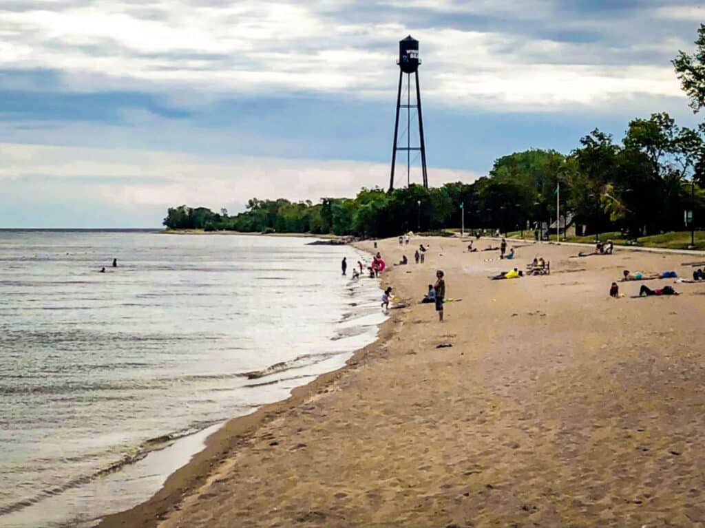 View of the people enjoying Winnipeg Beach