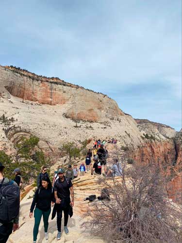 People at the top of the Angels Landing