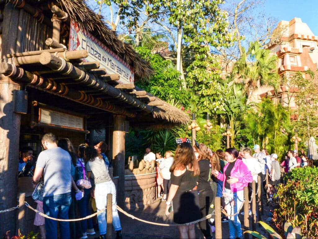 View of the people lining up at the food and drink stand in EPCOT International Food and Wine Festival
