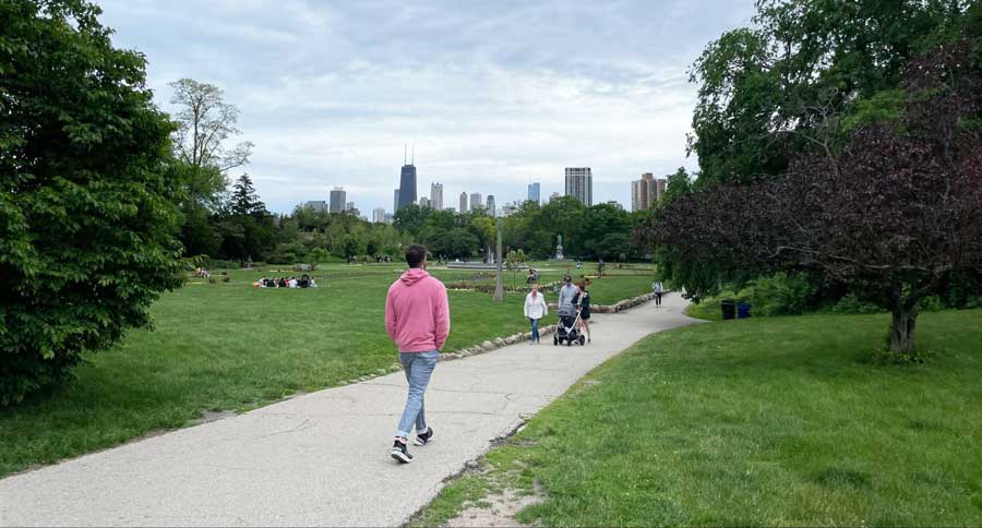 View of people wandering at a park