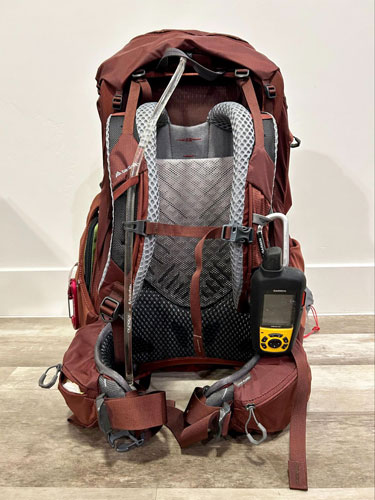 View of the perforated foam of the Gregory Maven backpack