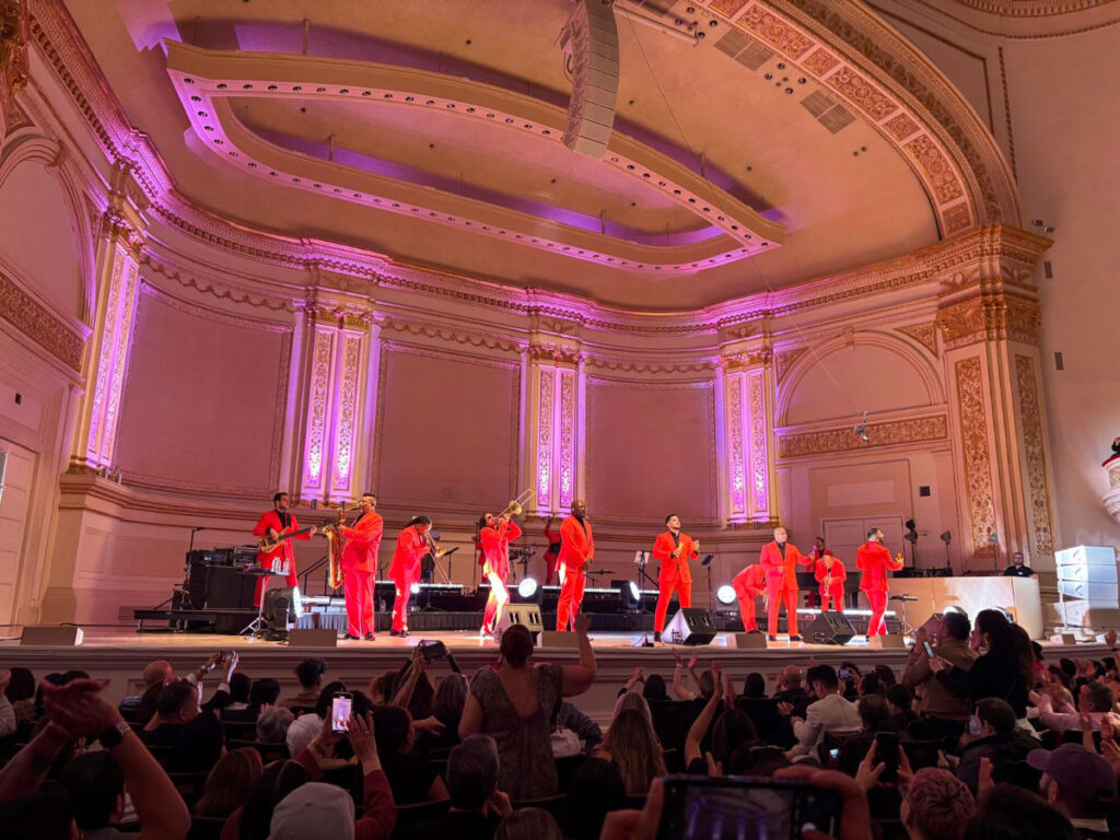 Grupo Niche performing Colombian salsa music on stage at Carnegie Hall