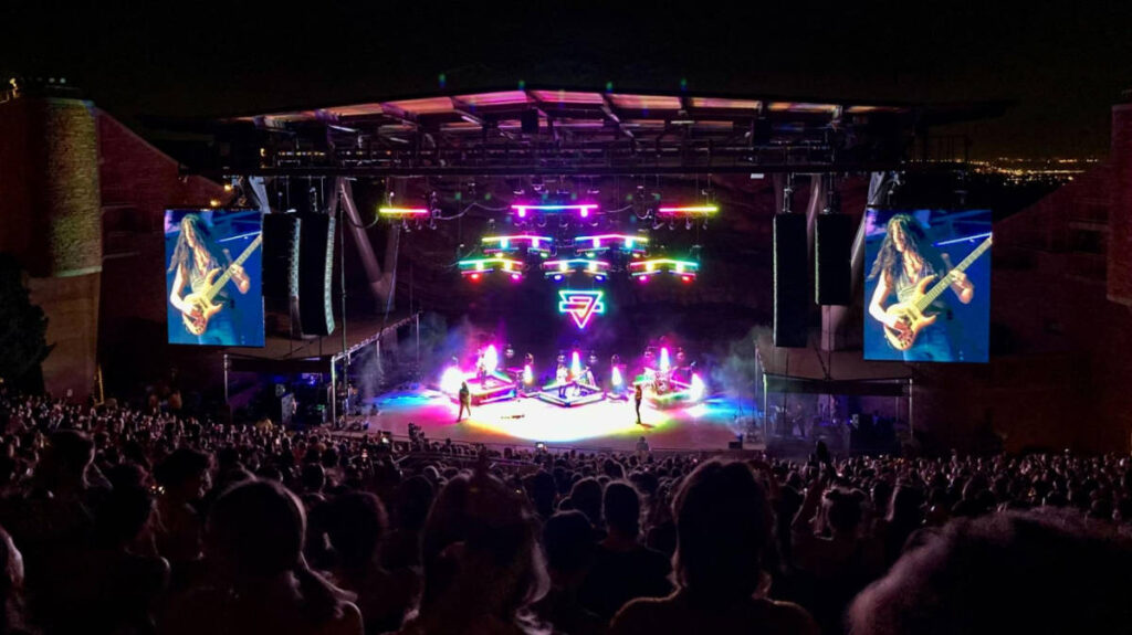 View at the Red Rocks Amphitheatre while the Rainbow Kitten Surprise is performing