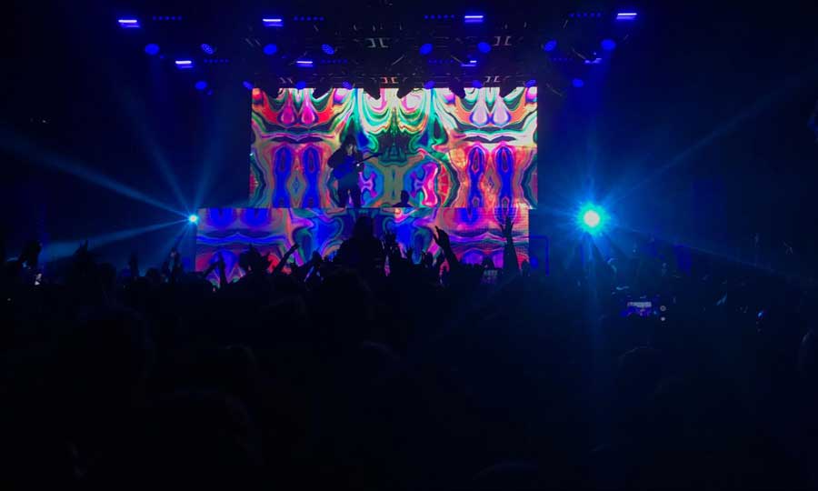 View of people watching a performance in Brooklyn Steel