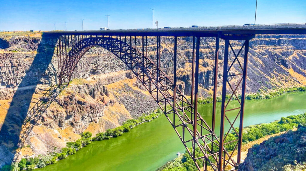 View of the huge Perrine Bridge located at Twin Falls on a sunny day