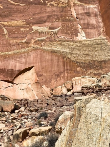 Closeup view of the petroglyph figures in Capitol Reef National Park