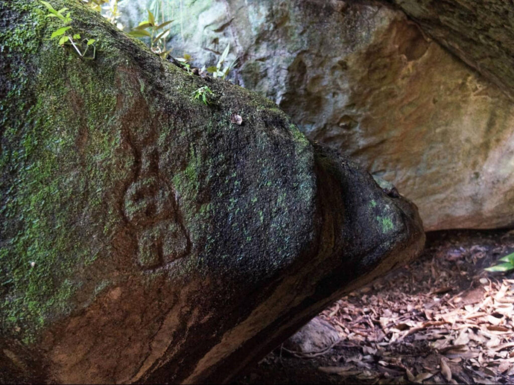 View of a petroglyph in Cueba del Indio