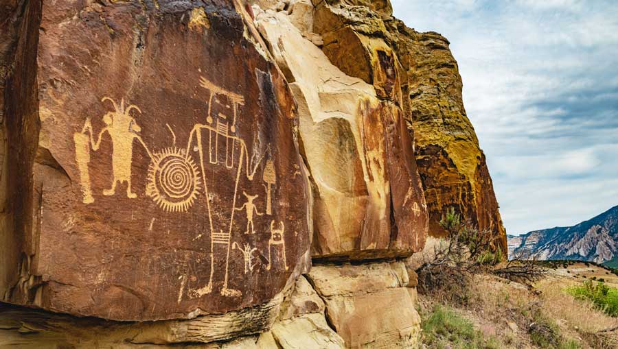 View of petroglyphs in Dinosaur National Monument