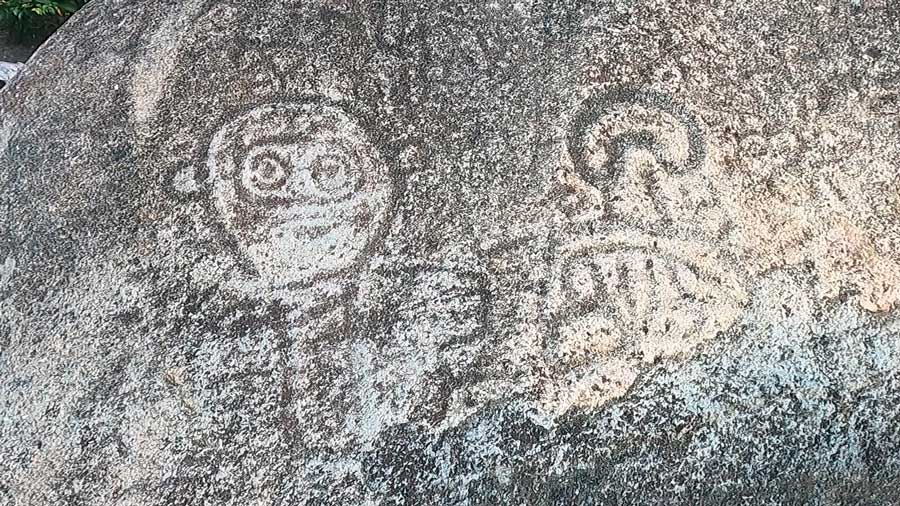 View of rock carvings in St. John