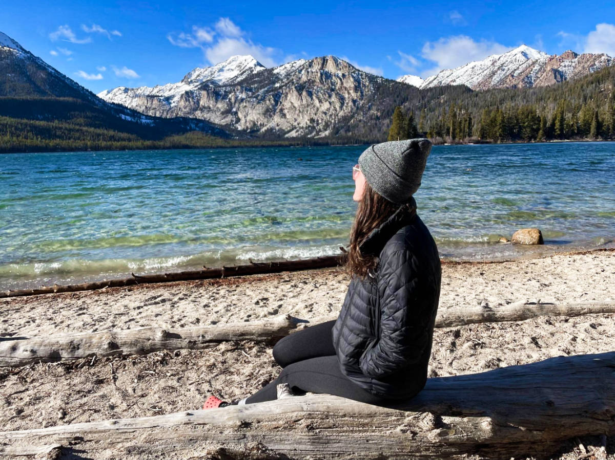 The author Taylor Ramsey, admiring the scenic view around Pettit Lake on late fall