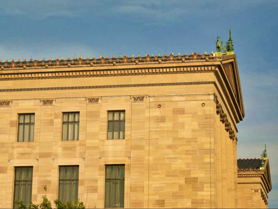 View of the architectural details of the Philadelphia Museum of Art