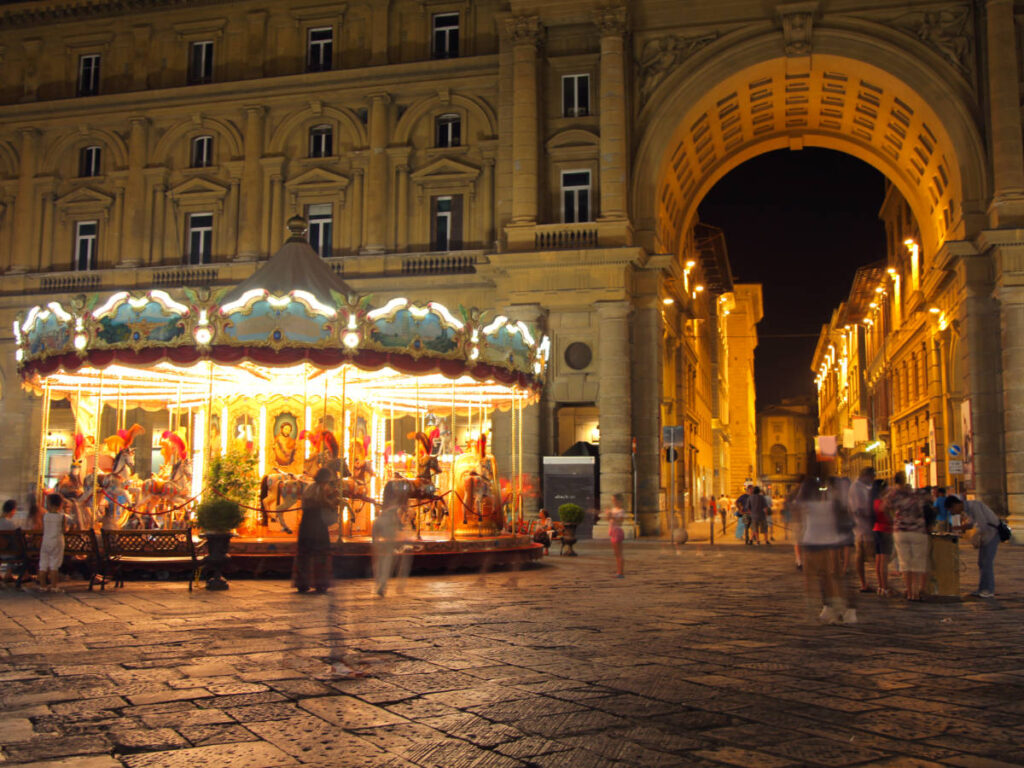 Scenes at Piazza della Repubblica at night