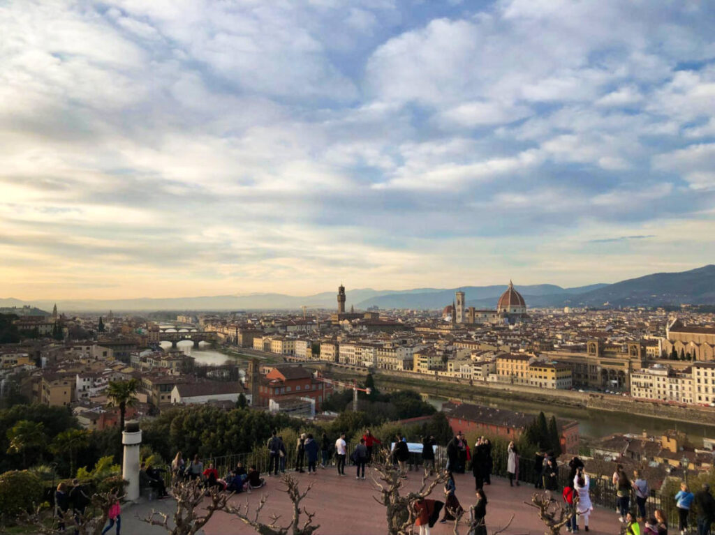 Overlooking view of the cityscape of Florence from the Piazzale Michelangelo