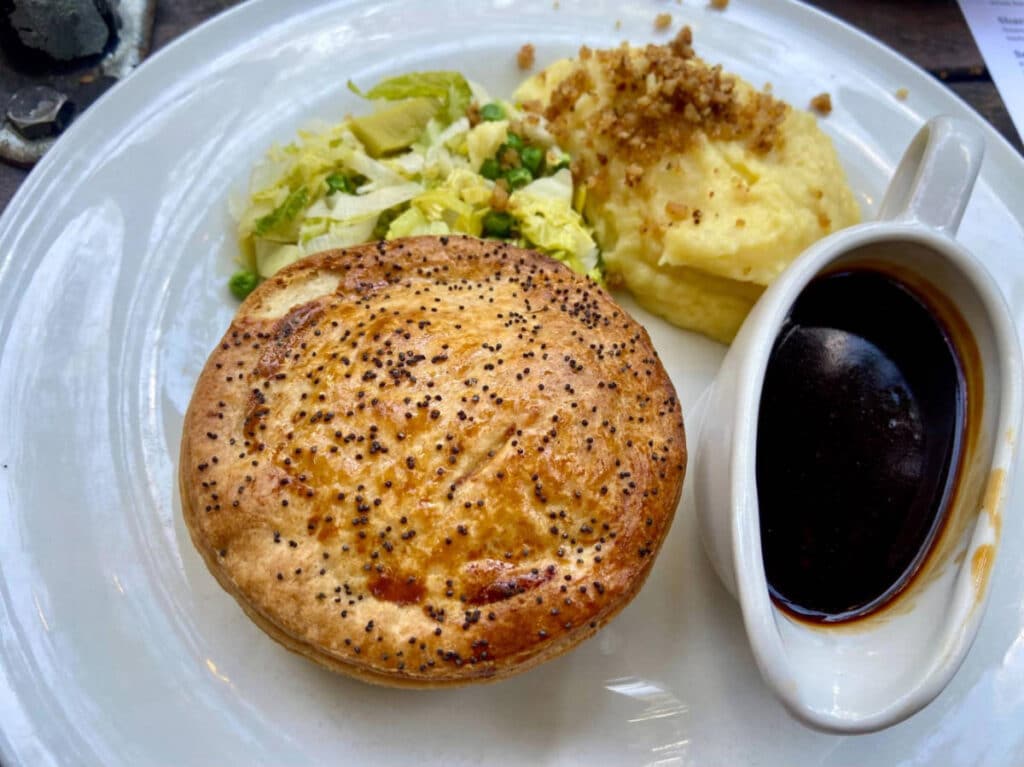 View of an order served at Pie & Mash