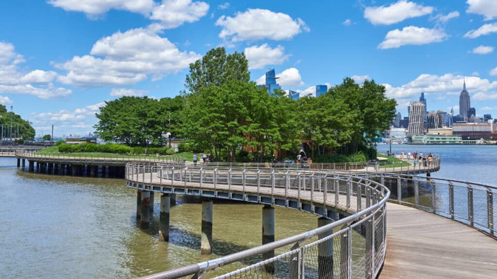 View of a boardwalk at the Pier C Park