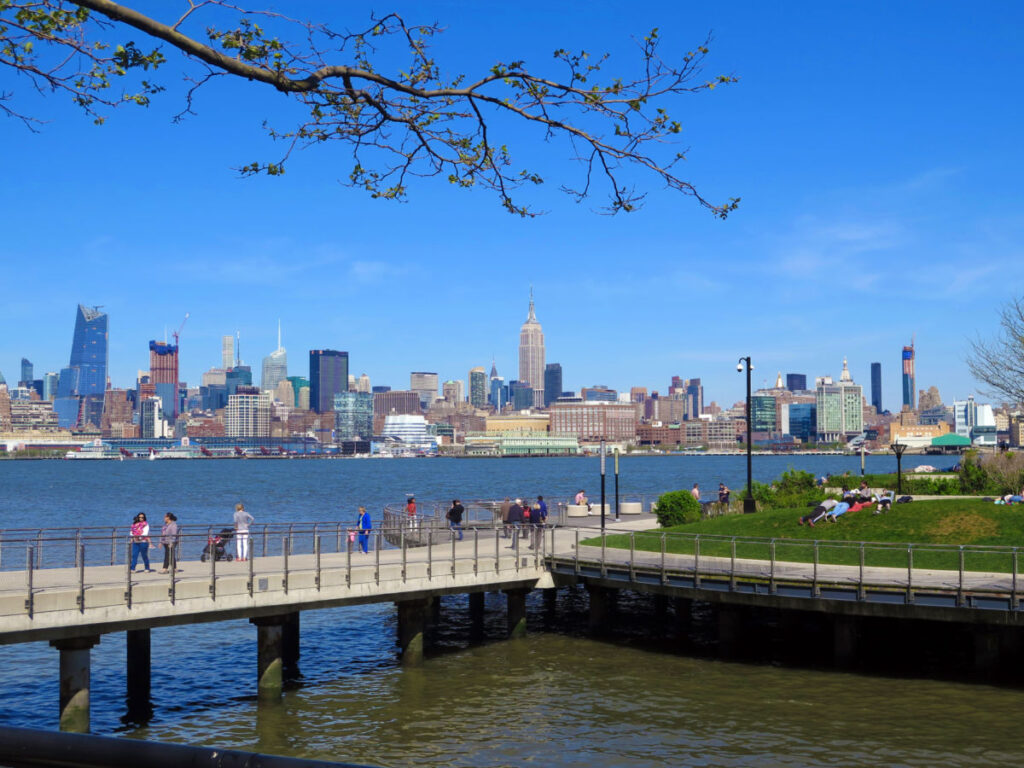 Pier C Park in Hoboken with the Manhattan Skyline in the background