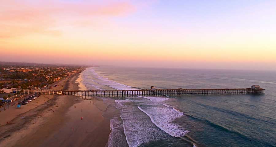 Colorful sky over the Oceanside pier during sunset