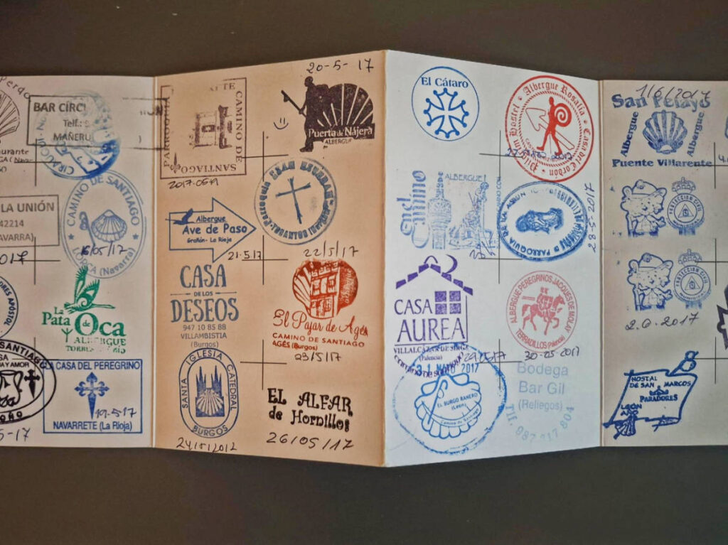 The author, Catherine Driver's stamped credencial from her Camino Francés