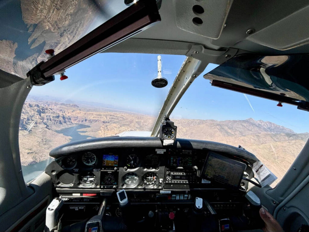 View of the pilot while controlling an aircraft
