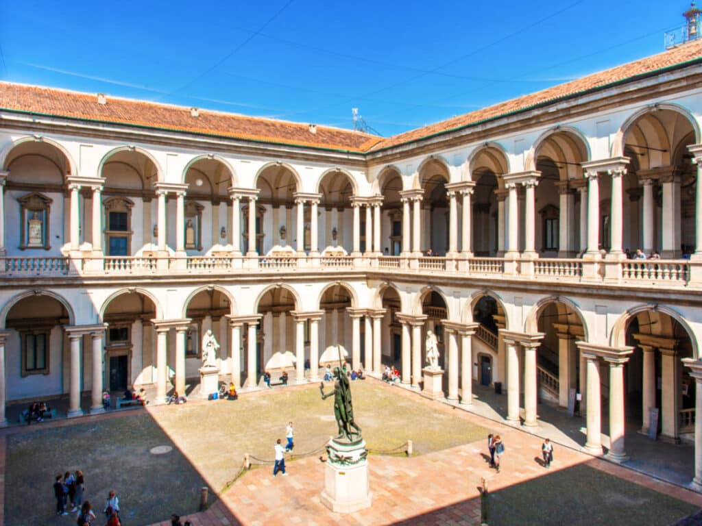 Overlooking courtyard in the middle of the Pinacoteca di Brera