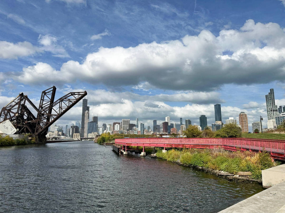 View of buildings from afar in Ping Tom Memorial Park
